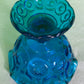 LE Smith Glass Moon And Stars Blue Round Ruffled Compote