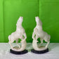 Pair Vintage Hand Carved Alabaster Stone Horse Bookends on Marble Bases