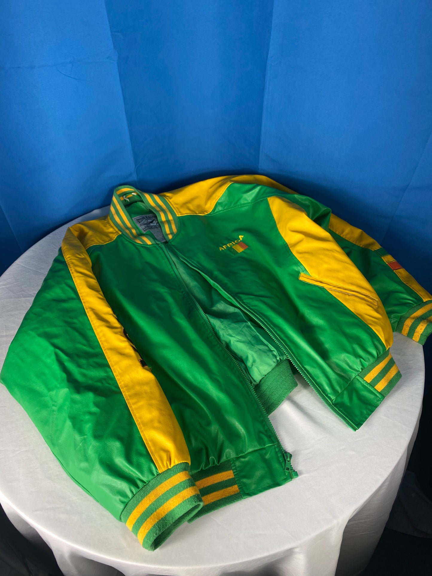 Steve and Barrys Africa Varsity Jacket Size XL Green Yellow Rare Vintage Clean