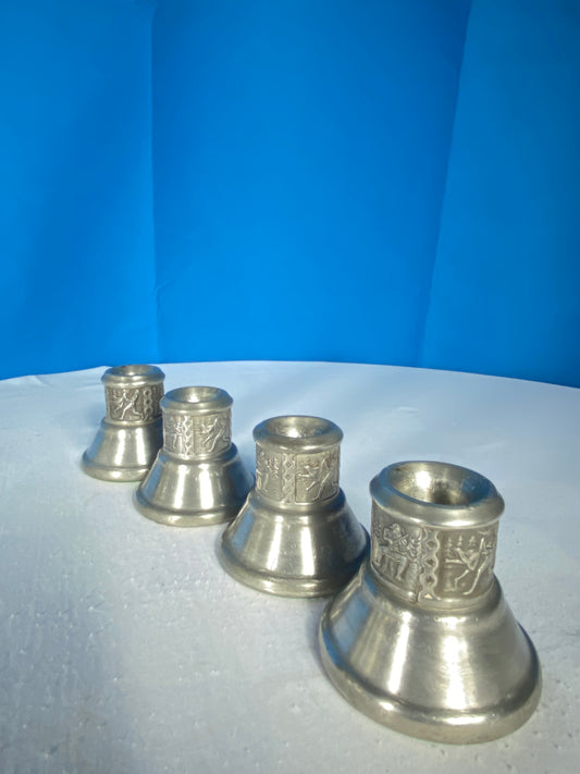 Set of 4 Norway Candlestick Pewter Candle Holder Featuring Musicians