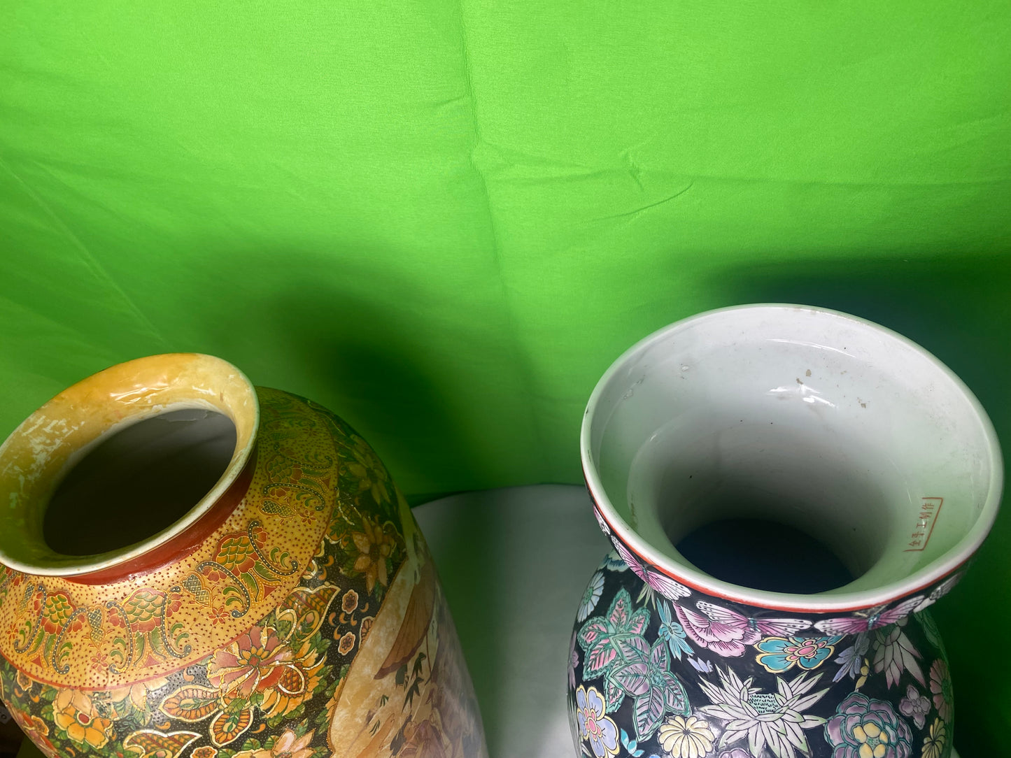 Two Large Tall Asian Chinese Porcelain Vases