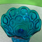 LE Smith Glass Moon And Stars Blue Round Ruffled Compote