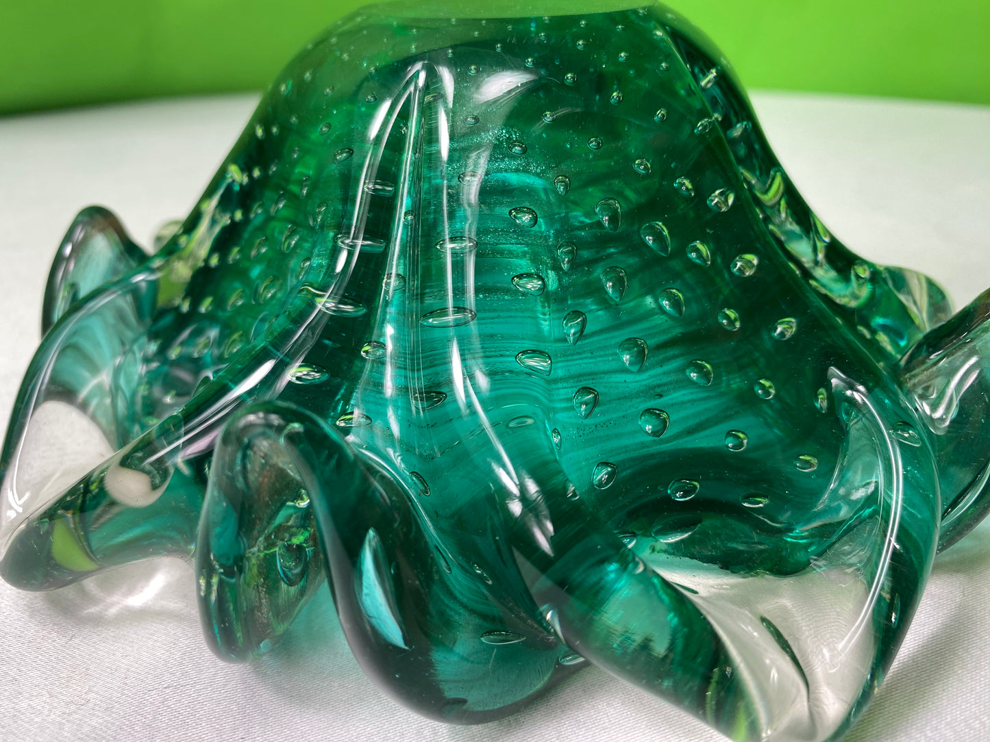 Vintage Green Glass Ashtray