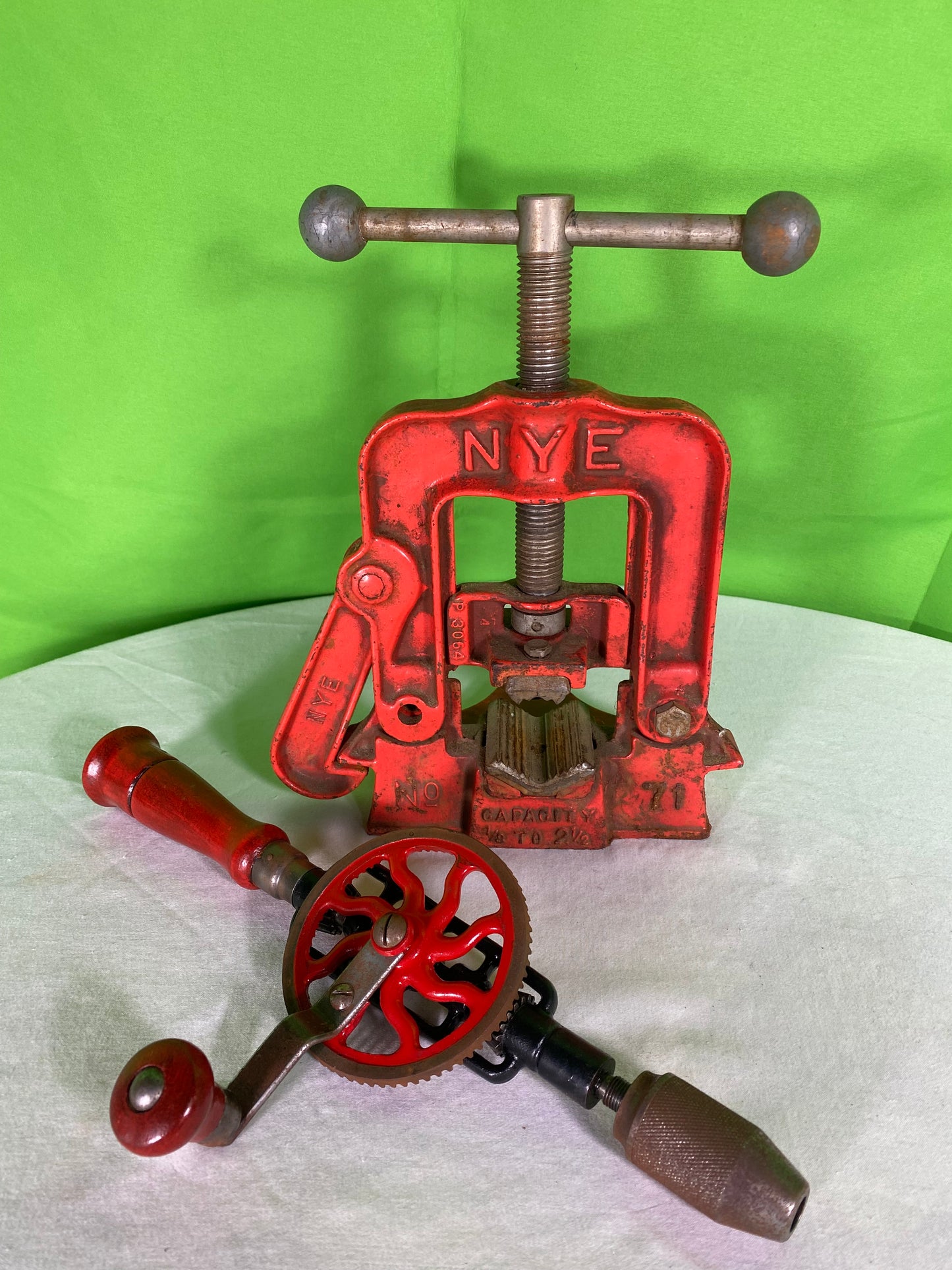 Vintage NYE #70 Vise and Vintage Hand Drill