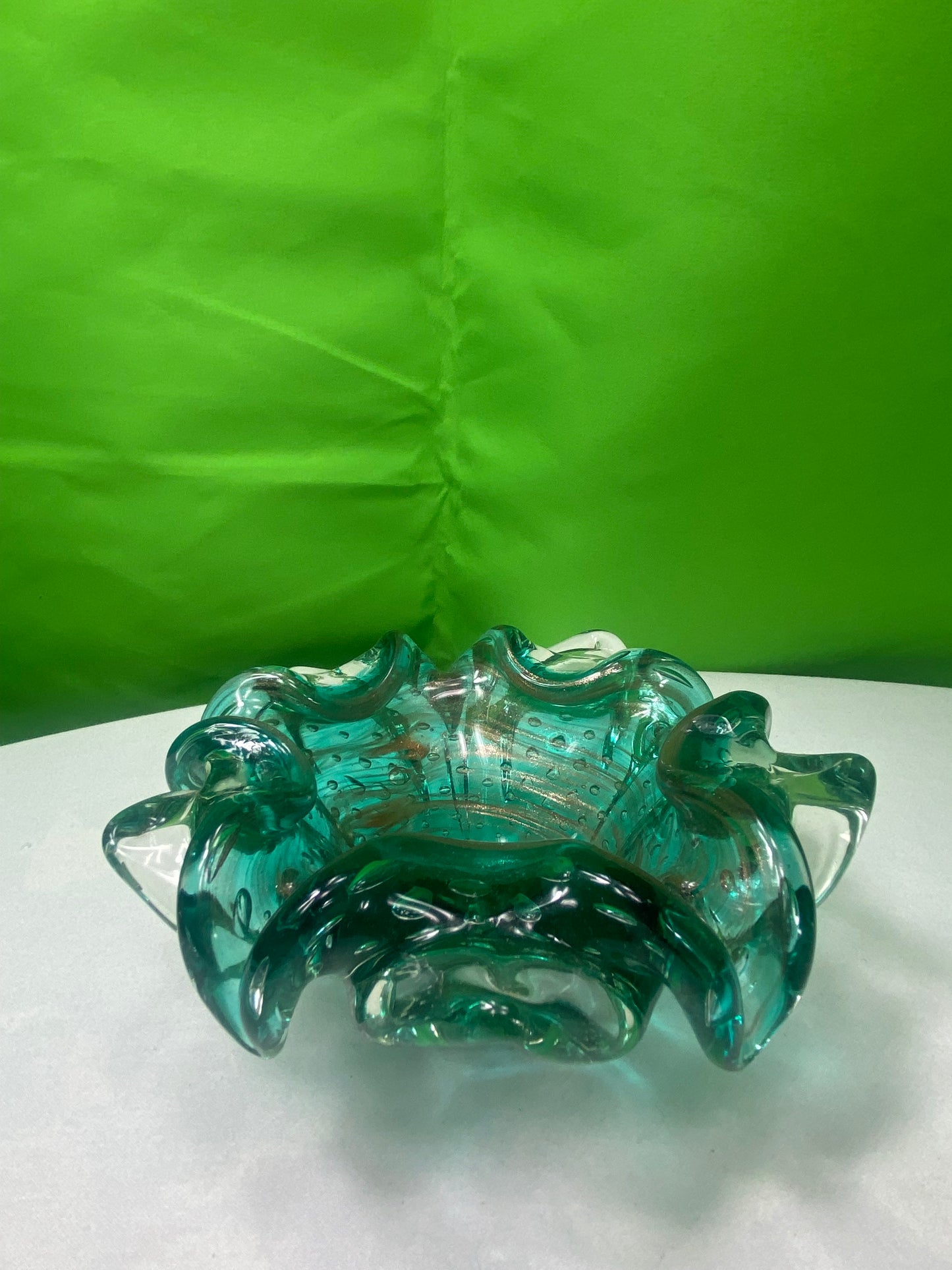 Vintage Green Glass Ashtray