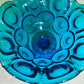 LE Smith Glass Moon And Stars Blue Round Ruffled Compote