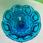 LE Smith Glass Moon And Stars Blue Round Ruffled Compote