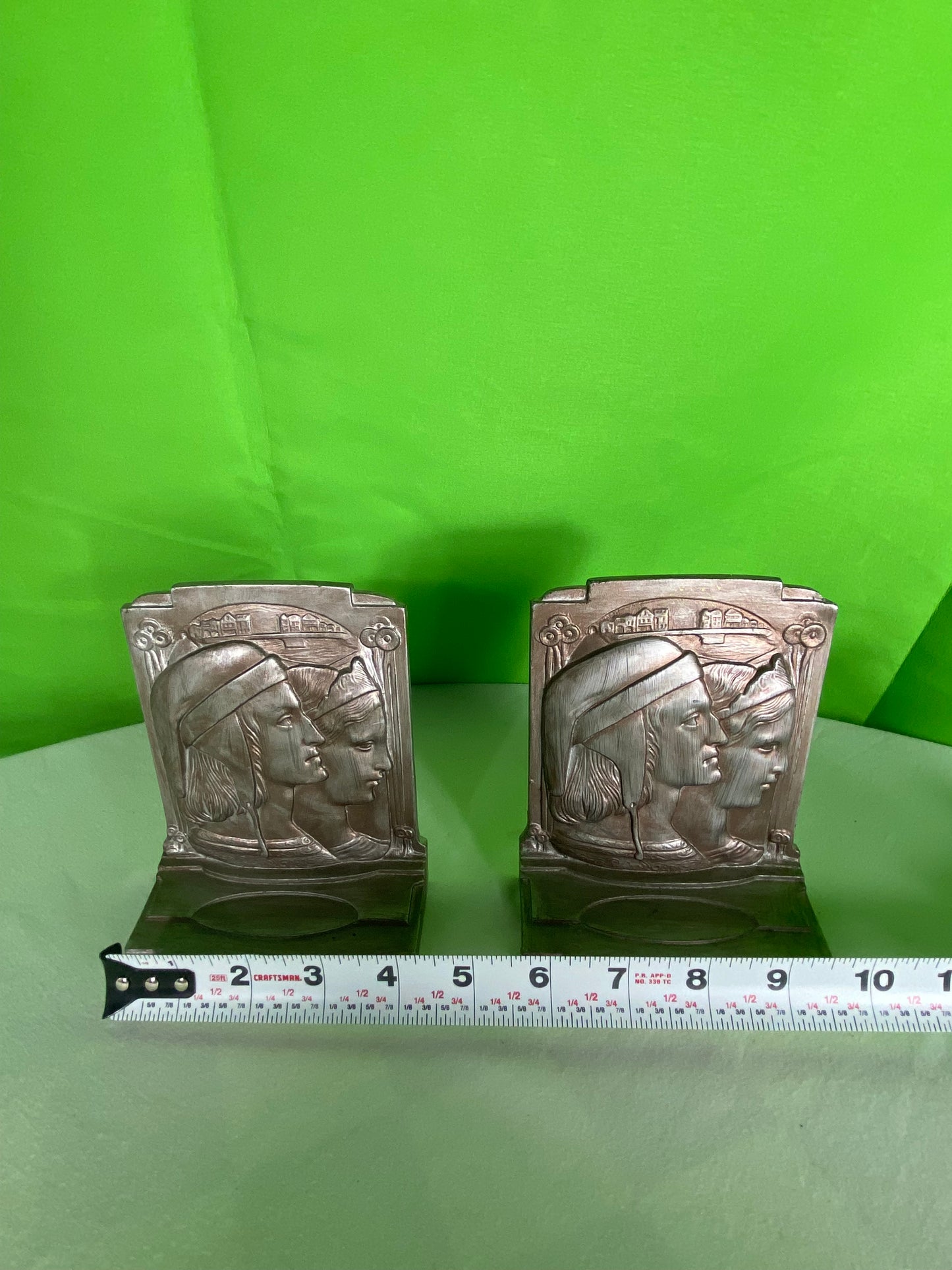 Bronze Bookends by Dantes & Beatrice Pompeian