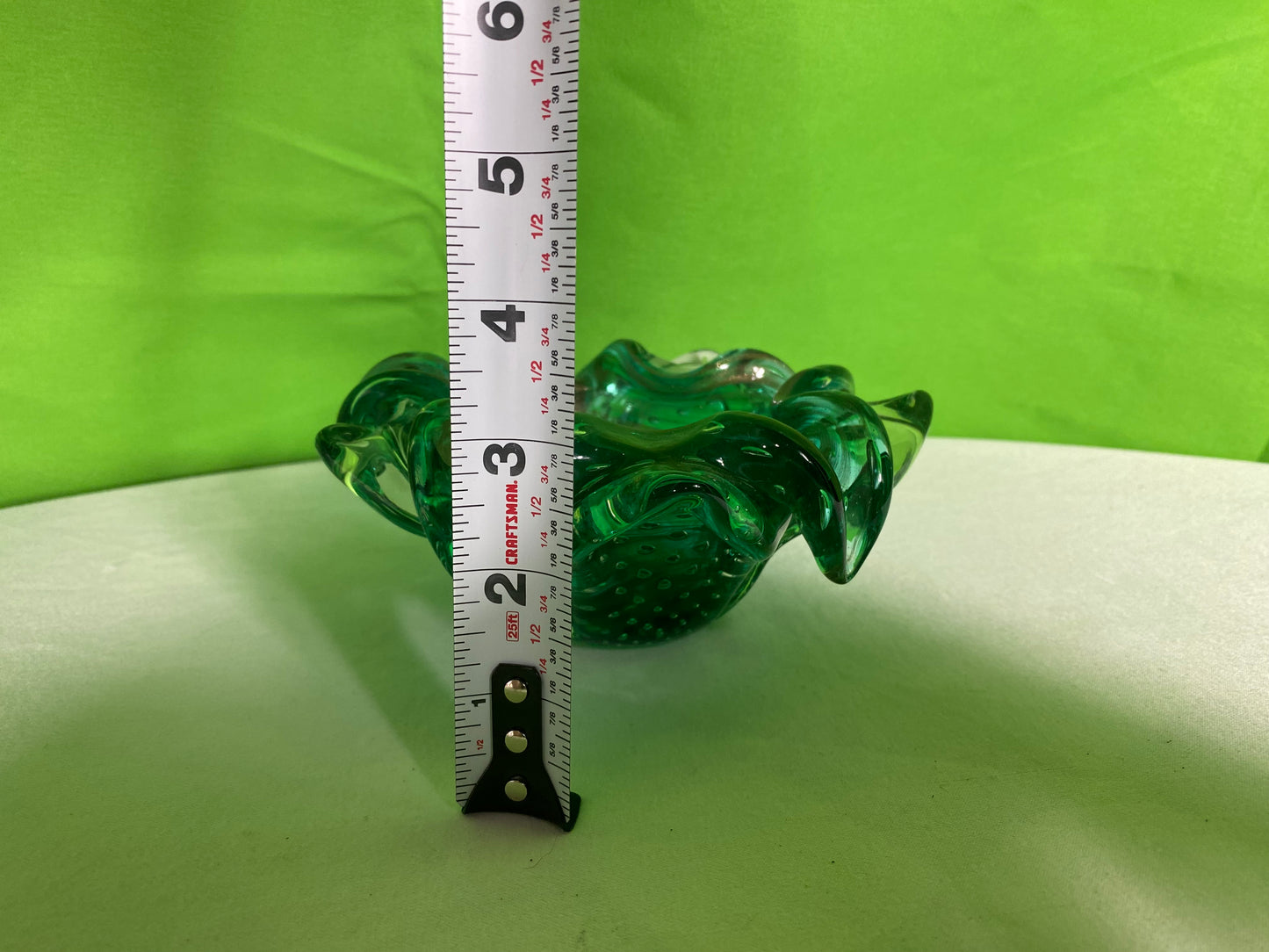 Vintage Green Glass Ashtray