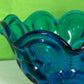 LE Smith Glass Moon And Stars Blue Round Ruffled Compote