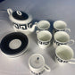 Coffe & Dessert Set Susie Cooper Design "Black Keystone" By Wedgewood Bone China Made In England