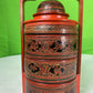 Vintage Red Finish Tibetan Wedding Basket with Detailed Lacquer