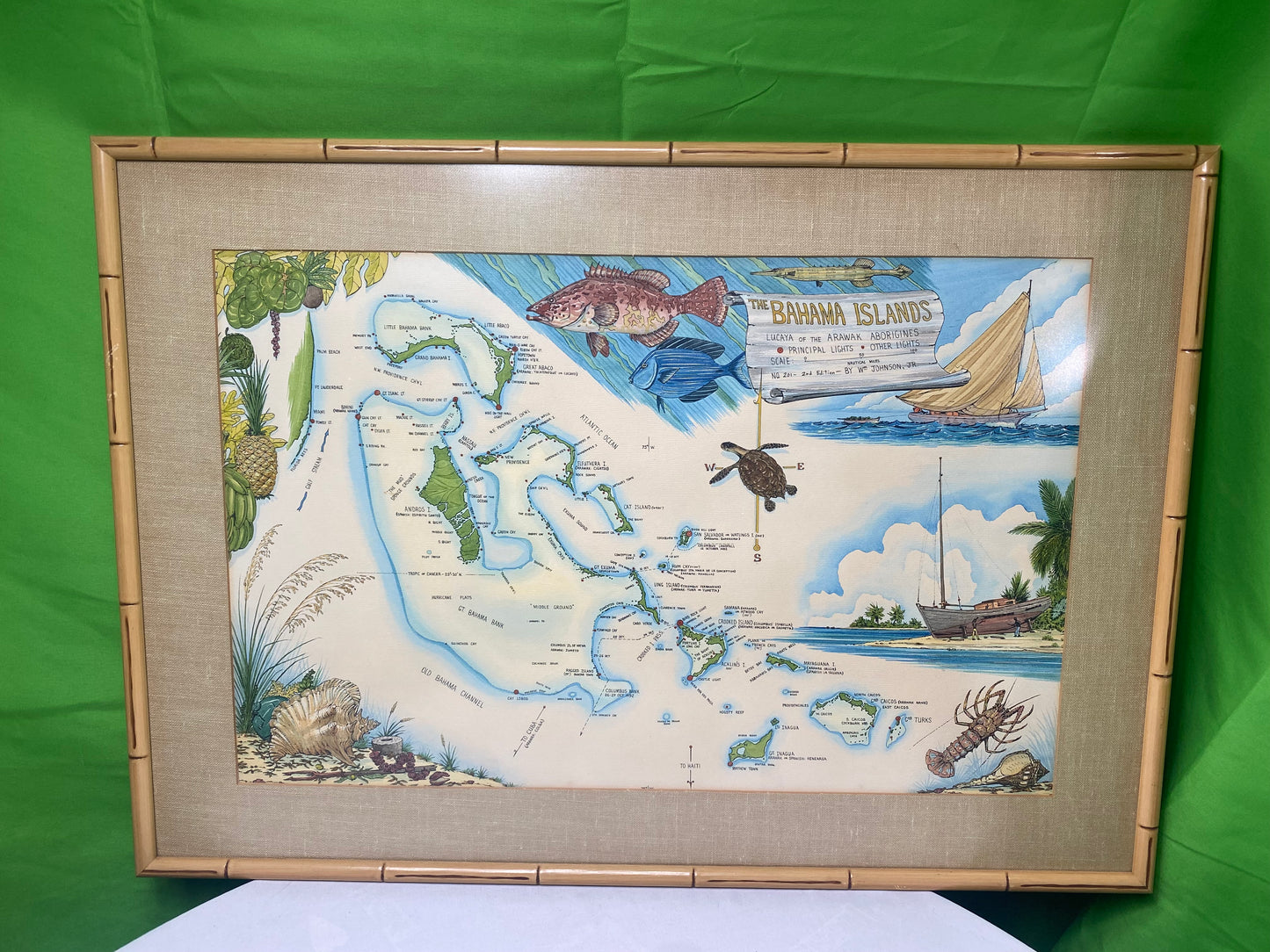 Large Bahamas Island Framed Map Print