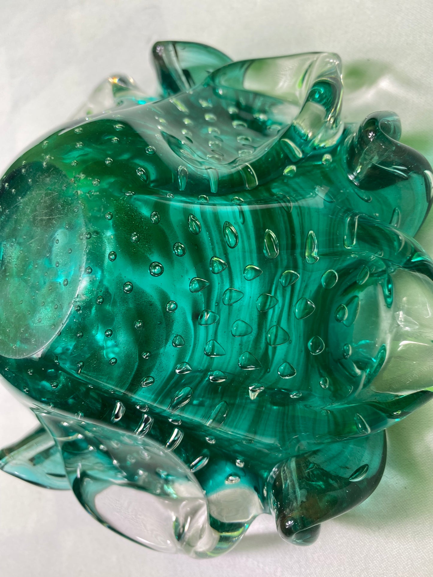 Vintage Green Glass Ashtray