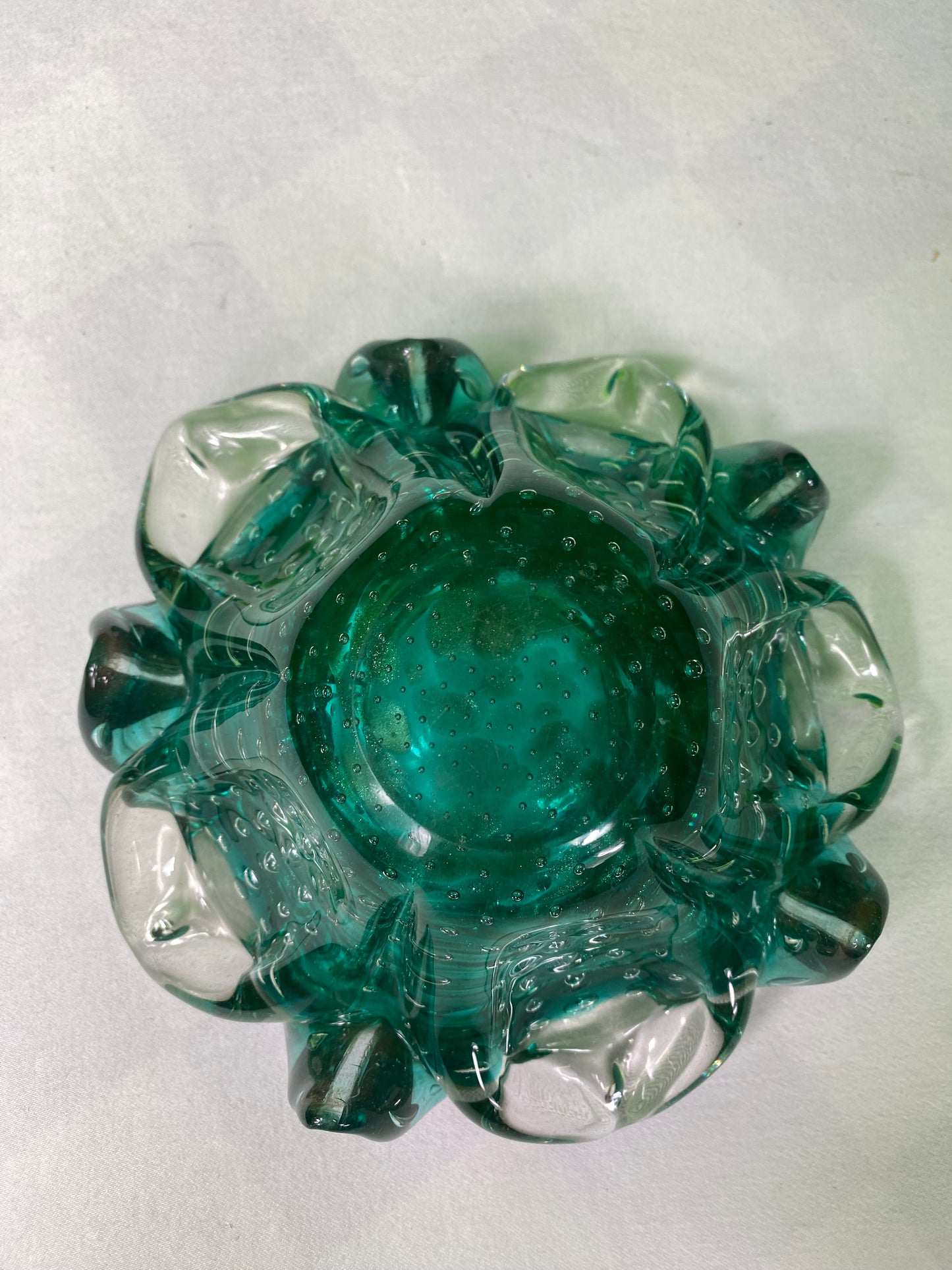 Vintage Green Glass Ashtray