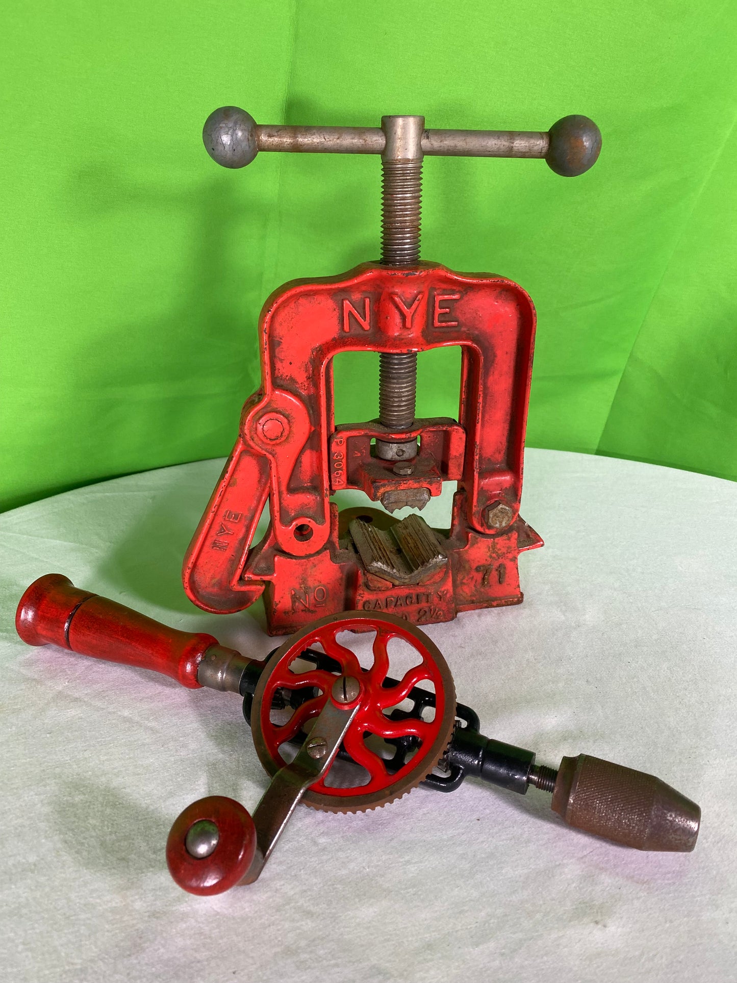 Vintage NYE #70 Vise and Vintage Hand Drill