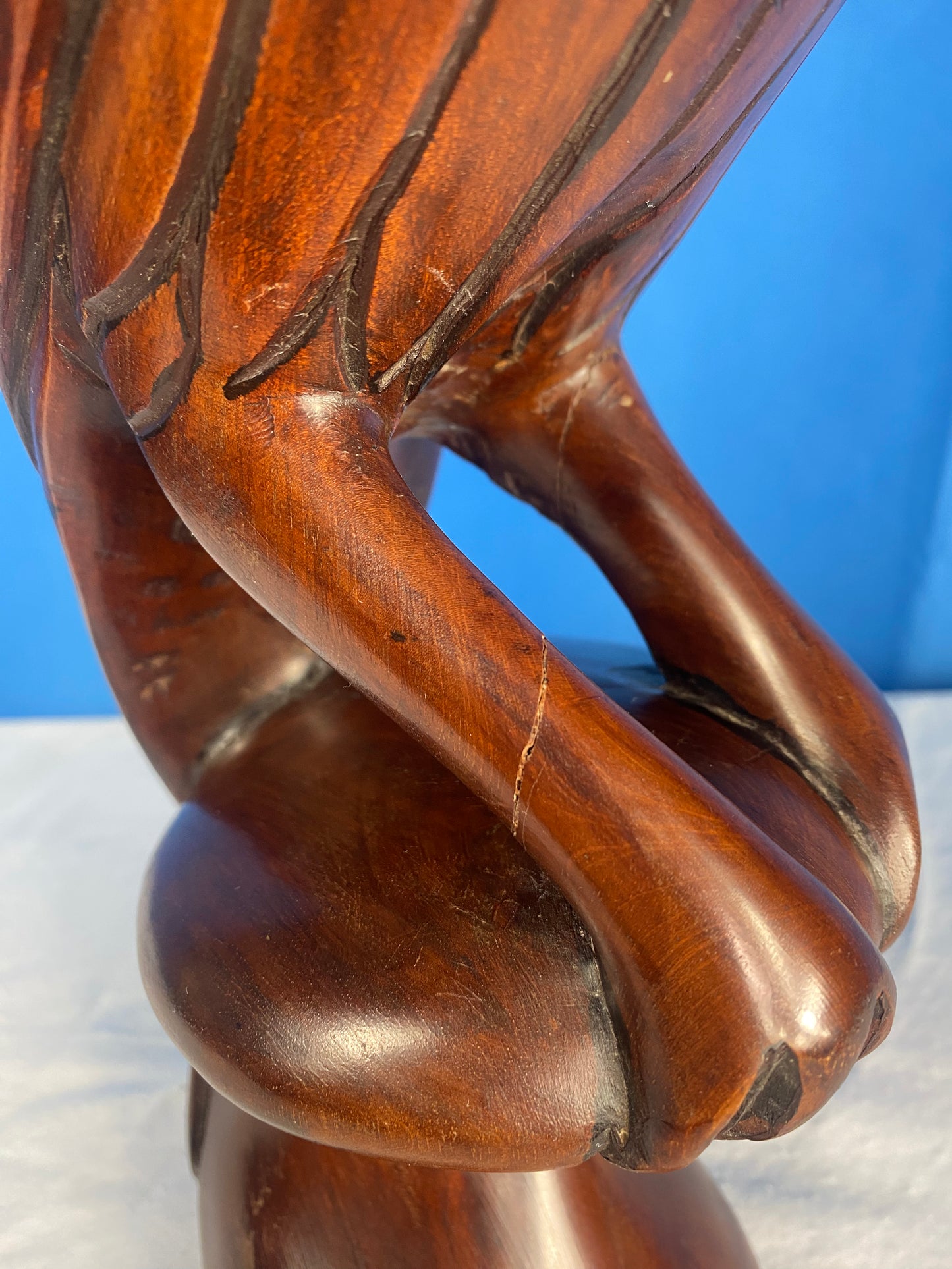 Large Hand Carved Wood Eagle Sculpture