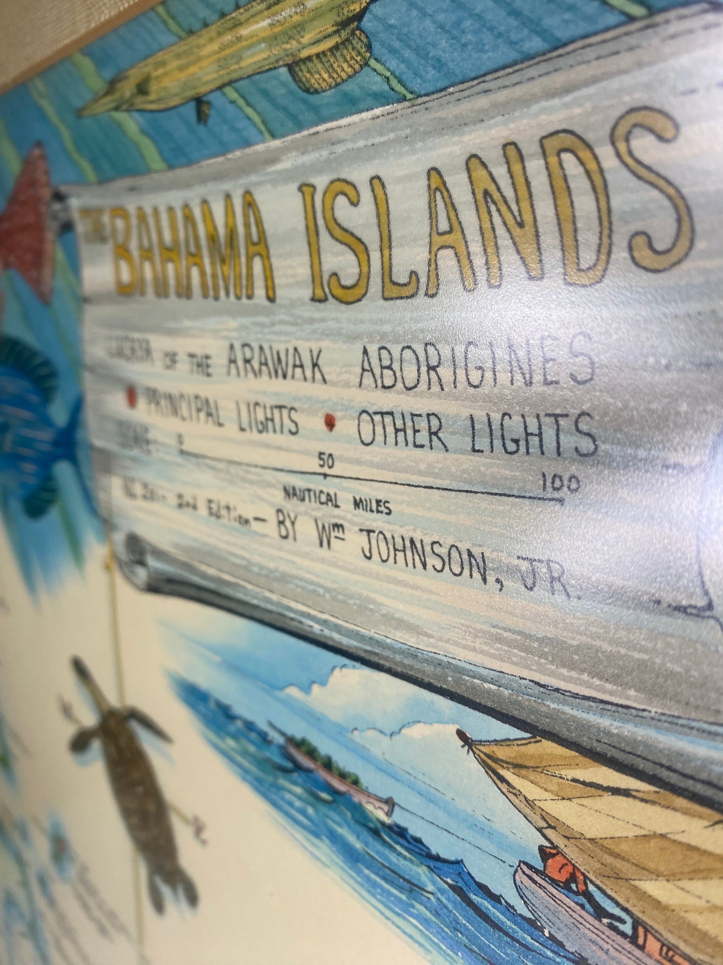 Large Bahamas Island Framed Map Print