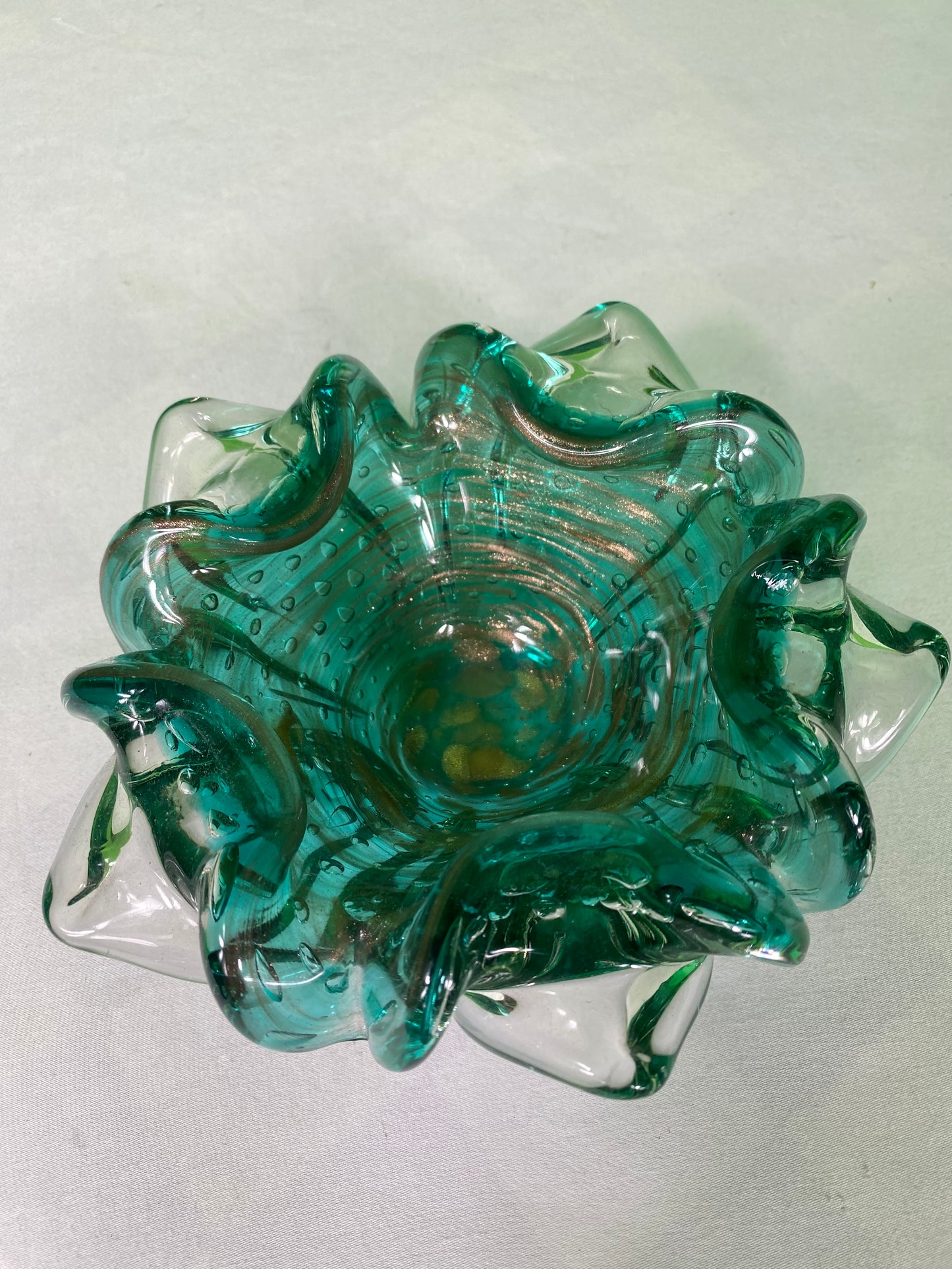 Vintage Green Glass Ashtray