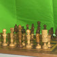 Incredible Vintage Chess Set - All Hand Carved Chess Set With Inlaid Chess Board