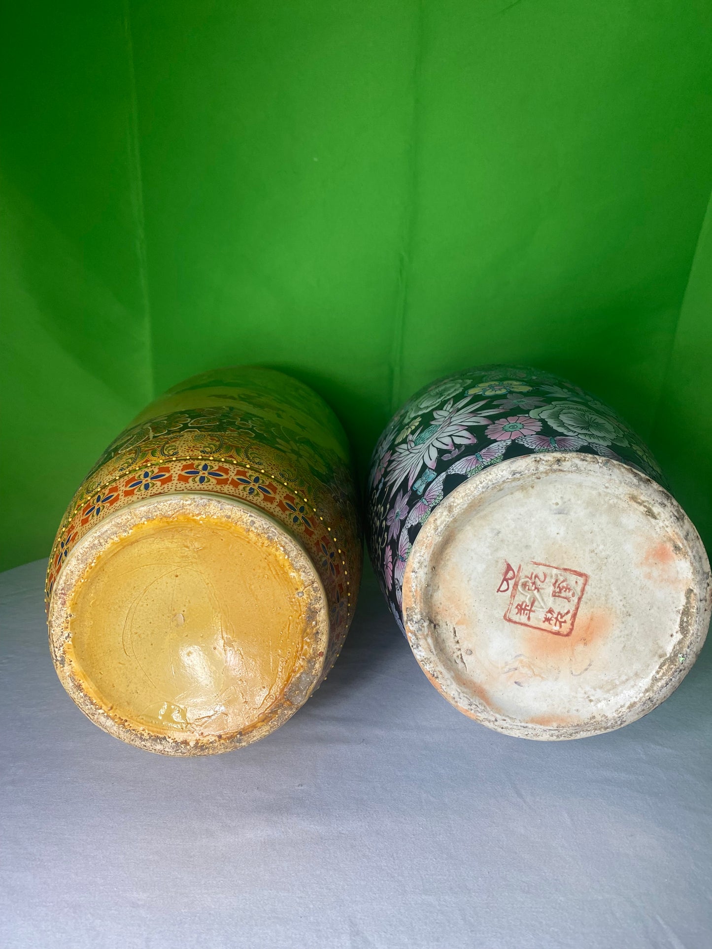 Two Large Tall Asian Chinese Porcelain Vases