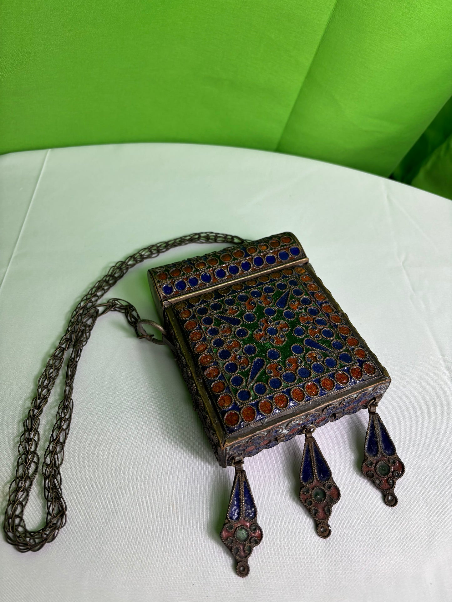 Moroccan Berber Enamel Quran Case Prayer Box