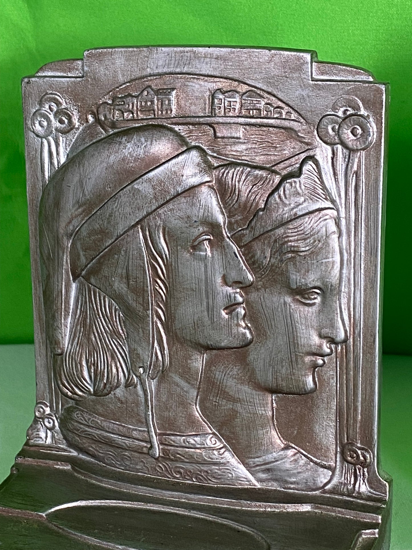 Bronze Bookends by Dantes & Beatrice Pompeian