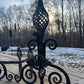 Pair of Vintage Andirons Hand Hammered Wrought Iron Spiral Finials