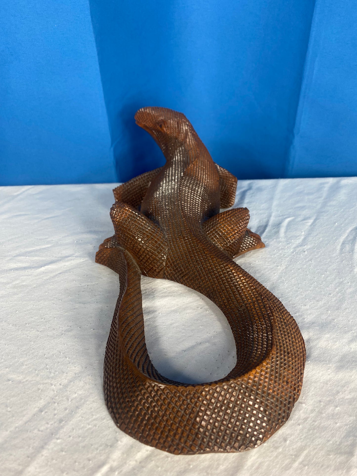 Large Vintage Carved Wood Komodo Dragon Lizard