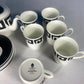 Coffe & Dessert Set Susie Cooper Design "Black Keystone" By Wedgewood Bone China Made In England