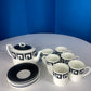 Coffe & Dessert Set Susie Cooper Design "Black Keystone" By Wedgewood Bone China Made In England