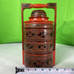 Vintage Red Finish Tibetan Wedding Basket with Detailed Lacquer