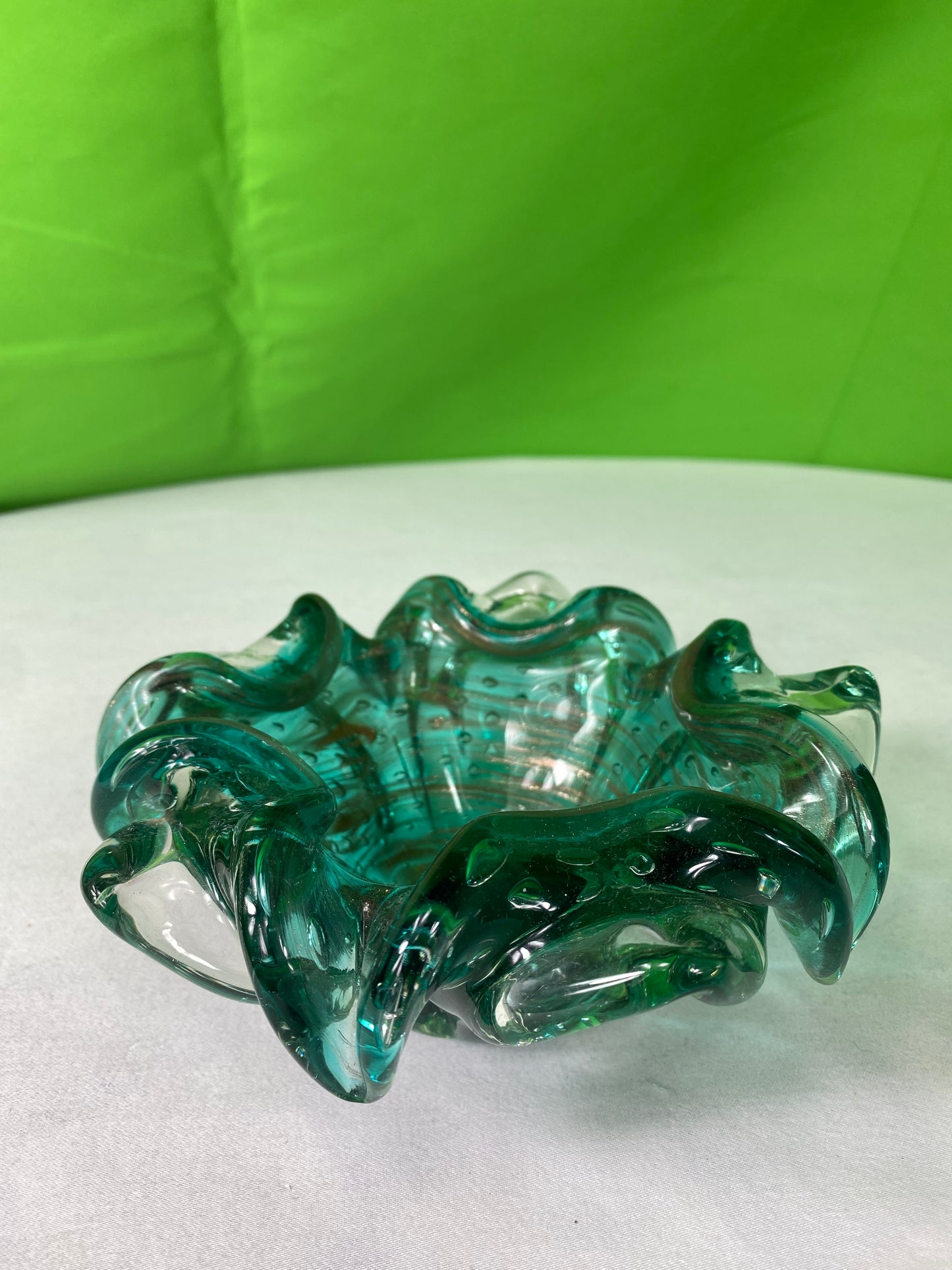 Vintage Green Glass Ashtray