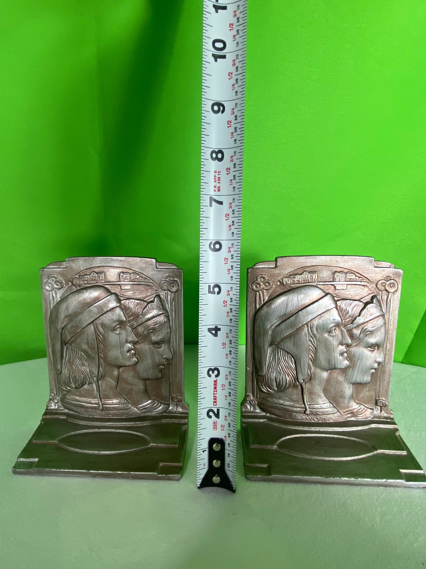 Bronze Bookends by Dantes & Beatrice Pompeian