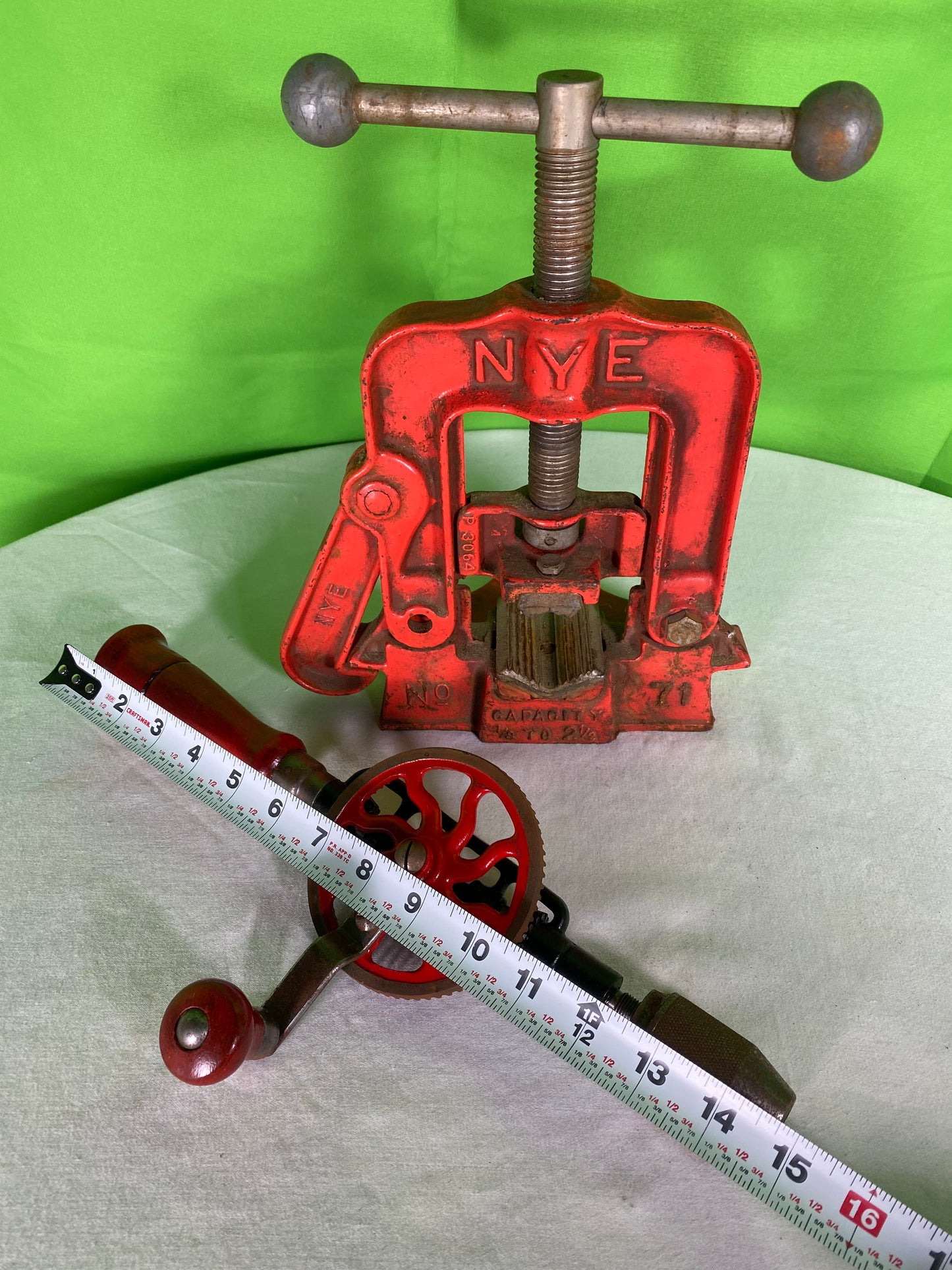 Vintage NYE #70 Vise and Vintage Hand Drill