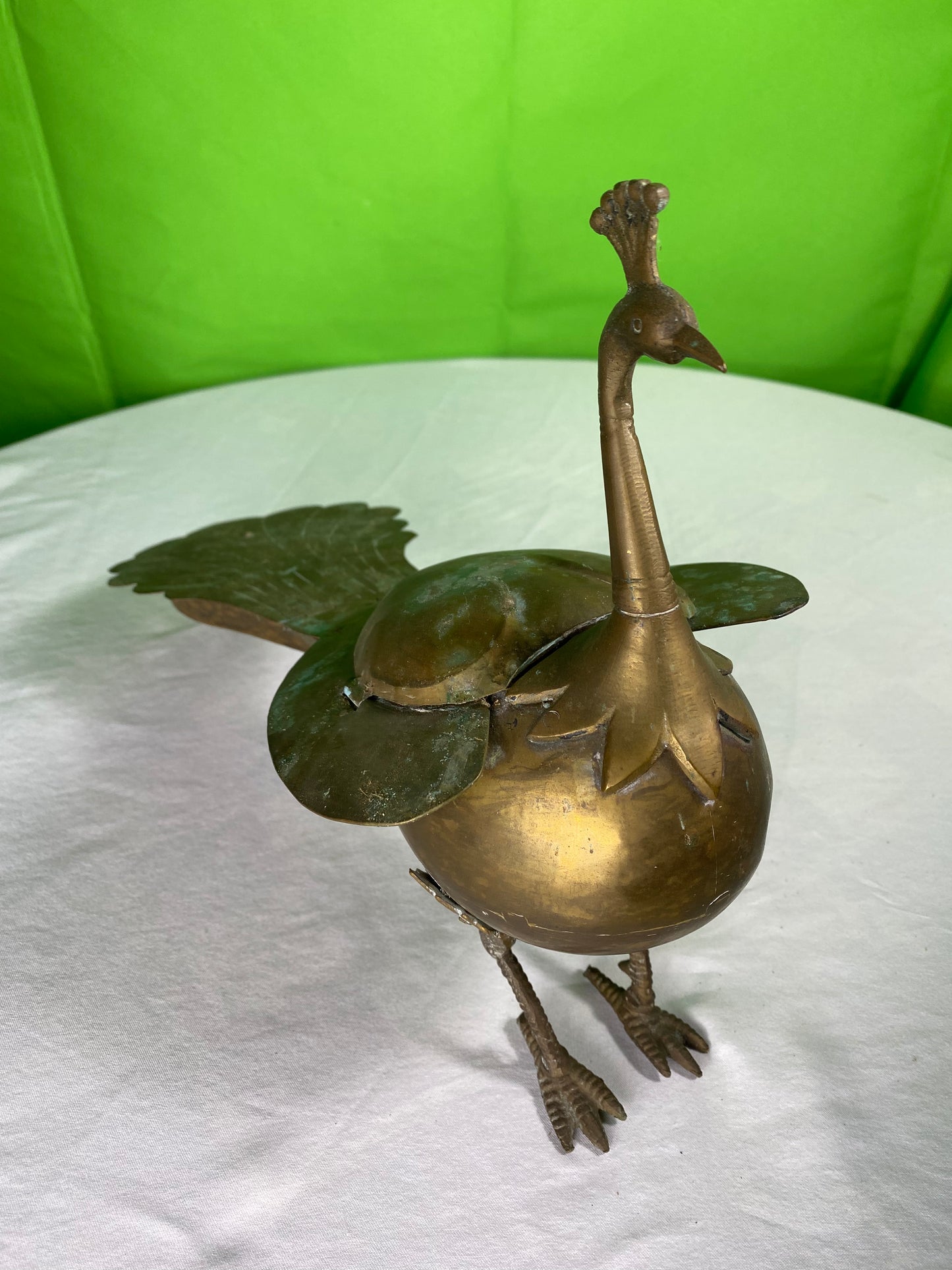 Vintage Brass Peacock Figure Box