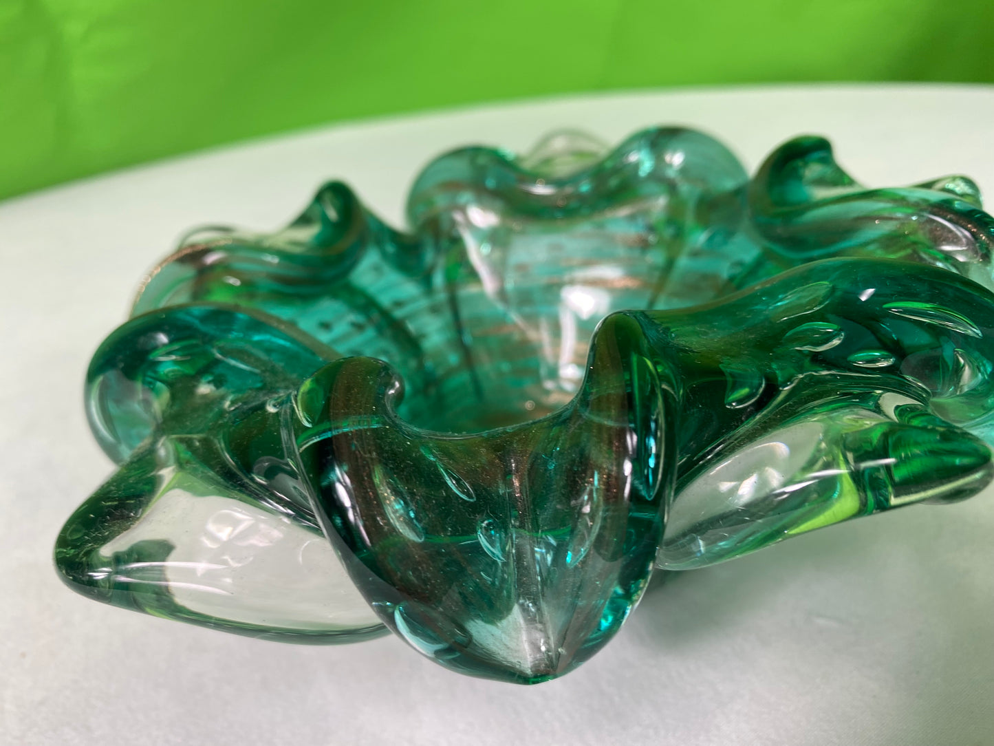 Vintage Green Glass Ashtray