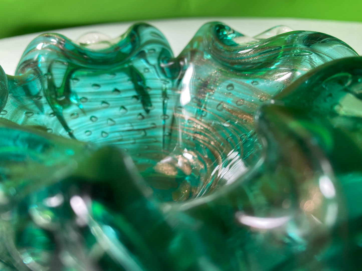 Vintage Green Glass Ashtray