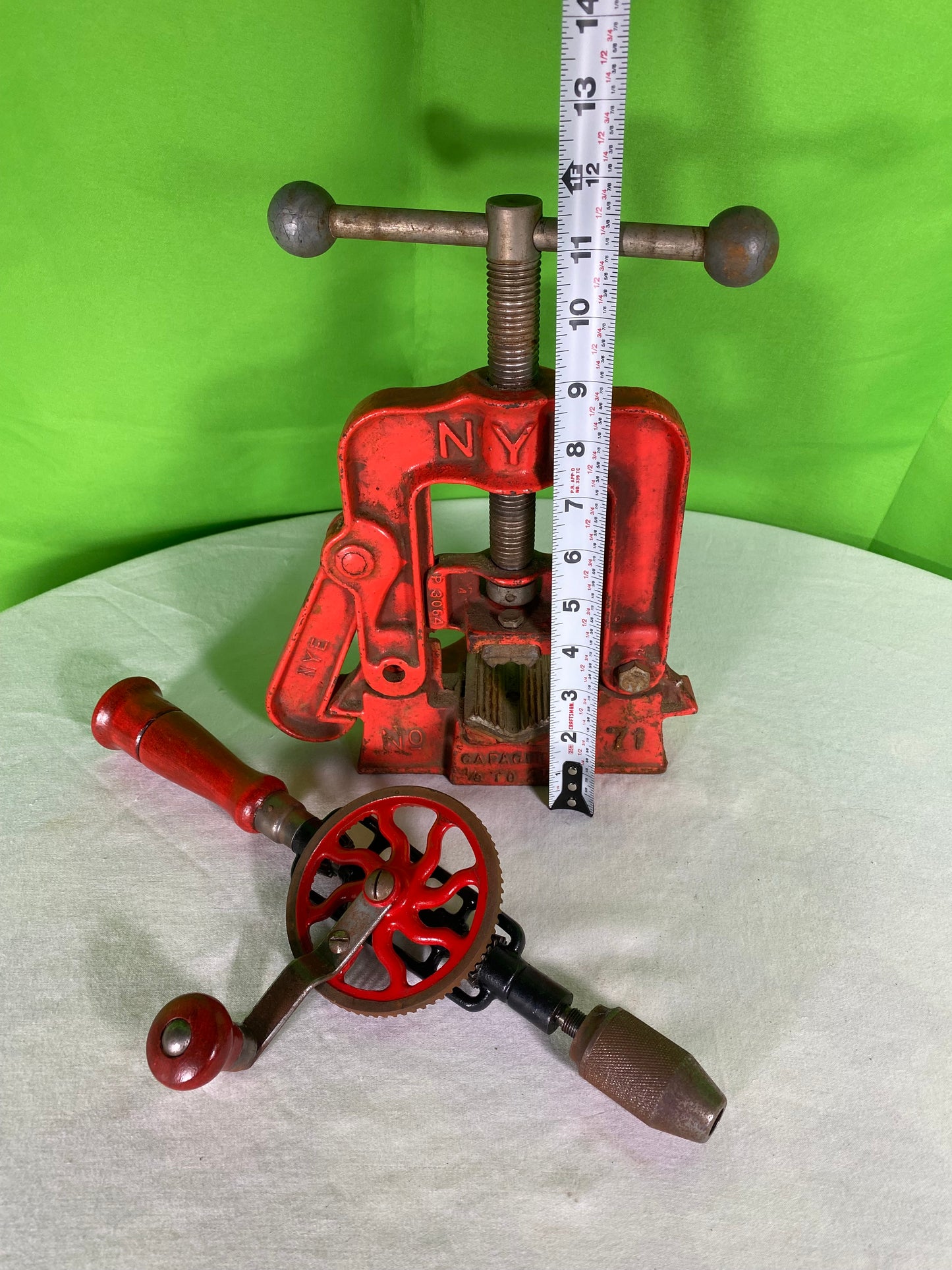 Vintage NYE #70 Vise and Vintage Hand Drill