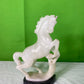 Pair Vintage Hand Carved Alabaster Stone Horse Bookends on Marble Bases