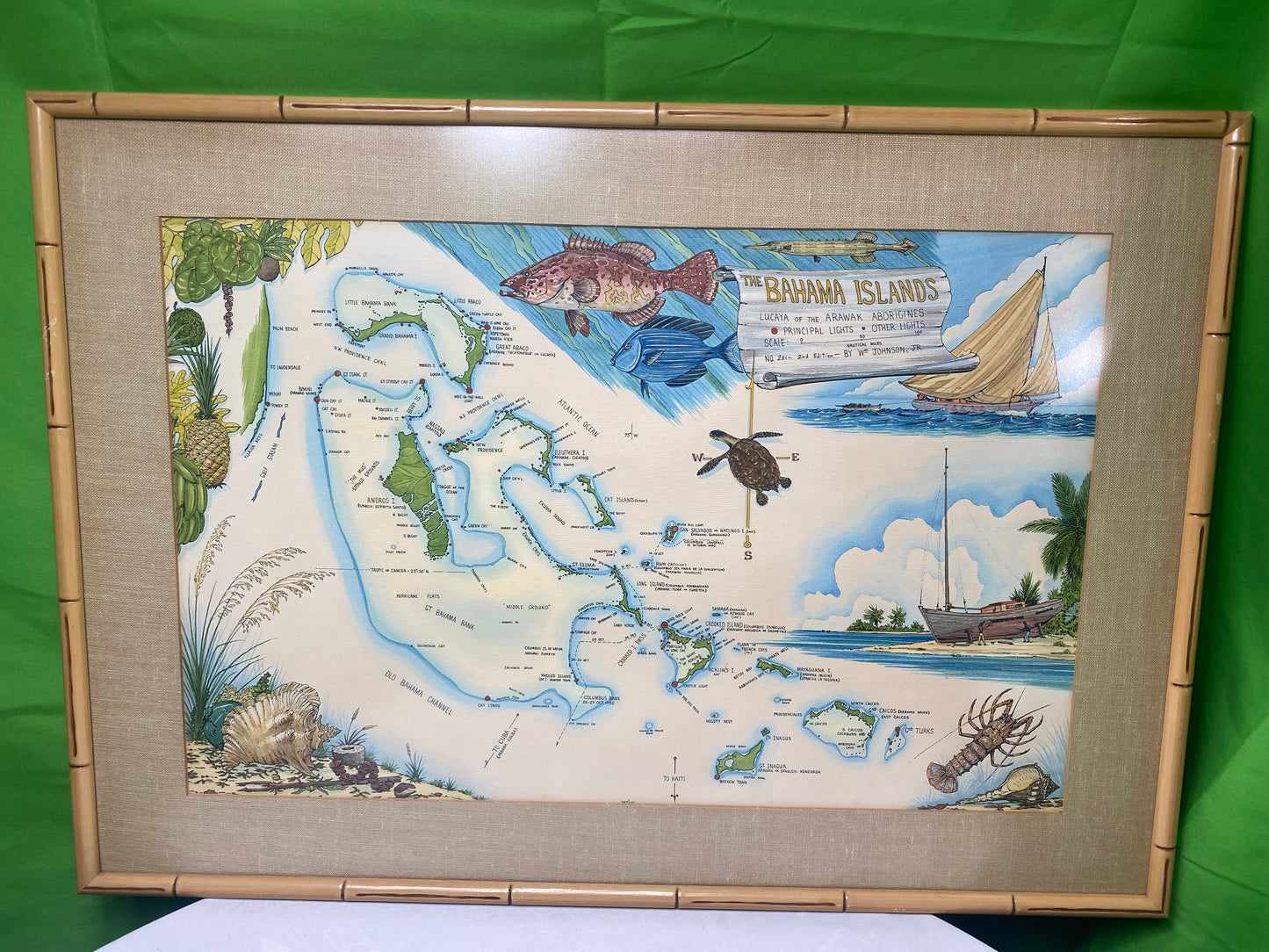 Large Bahamas Island Framed Map Print