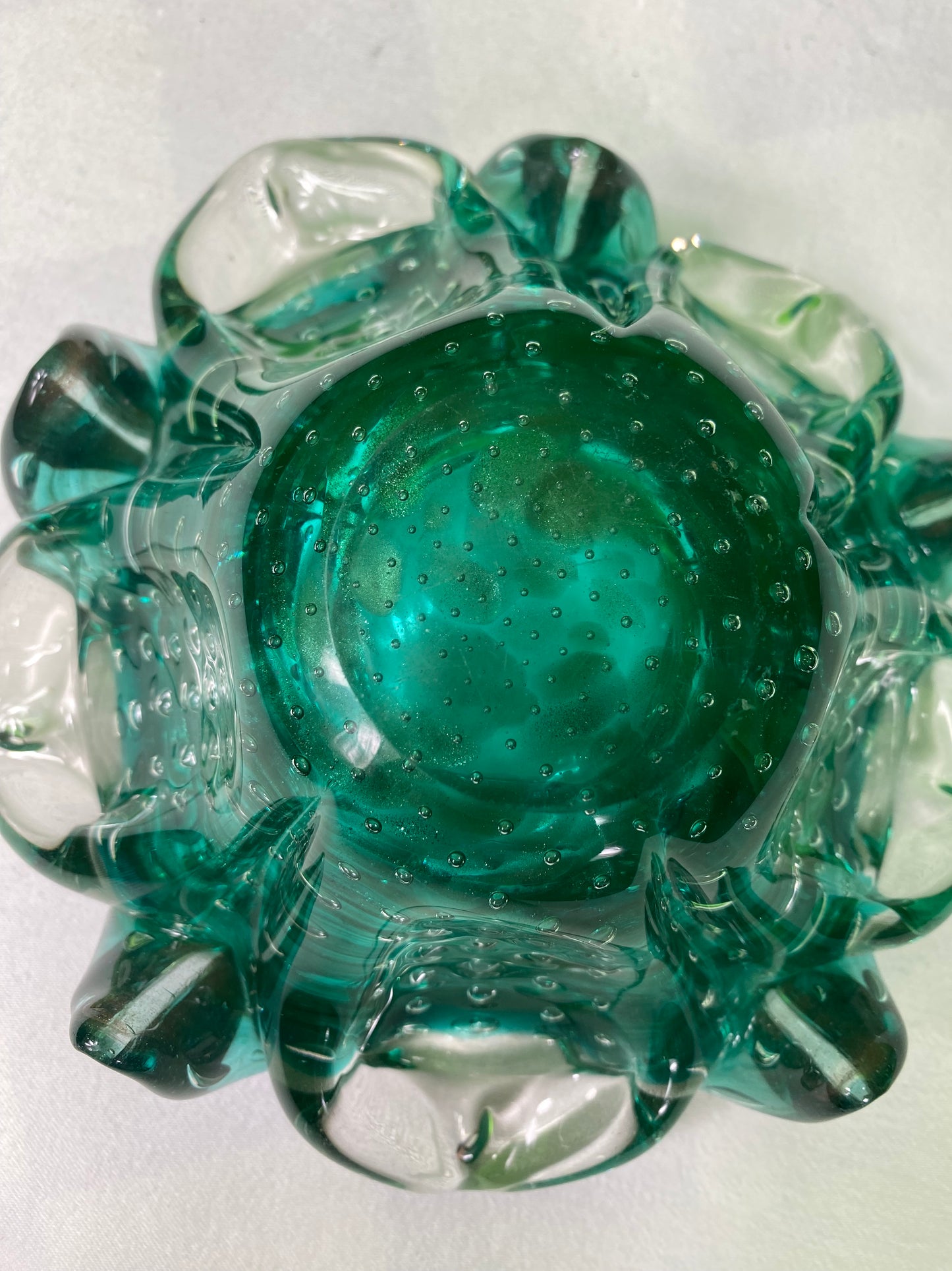 Vintage Green Glass Ashtray