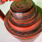 Vintage Red Finish Tibetan Wedding Basket with Detailed Lacquer