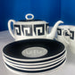 Coffe & Dessert Set Susie Cooper Design "Black Keystone" By Wedgewood Bone China Made In England