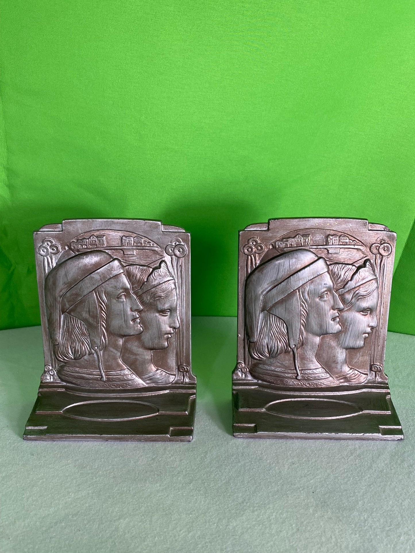 Bronze Bookends by Dantes & Beatrice Pompeian