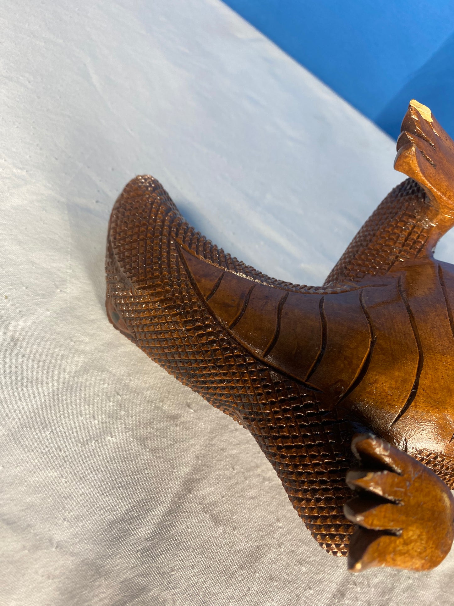 Large Vintage Carved Wood Komodo Dragon Lizard