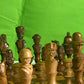 Incredible Vintage Chess Set - All Hand Carved Chess Set With Inlaid Chess Board