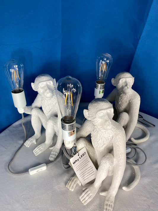 Trio of Art Deco Sitting Monkey Torch Lamps