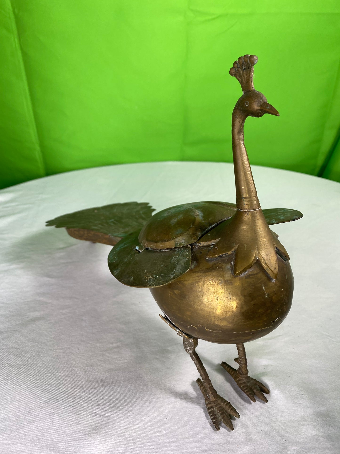 Vintage Brass Peacock Figure Box