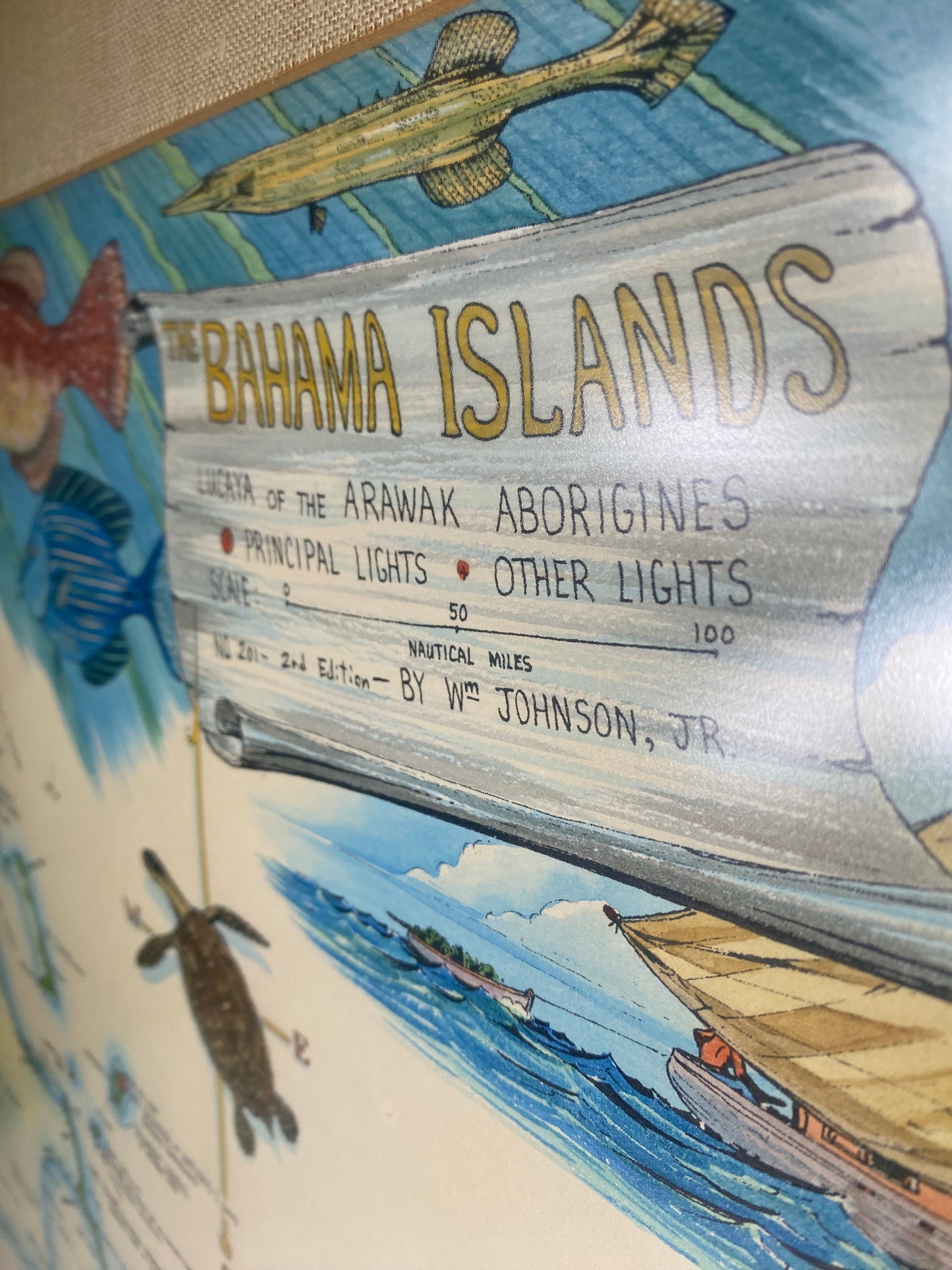 Large Bahamas Island Framed Map Print